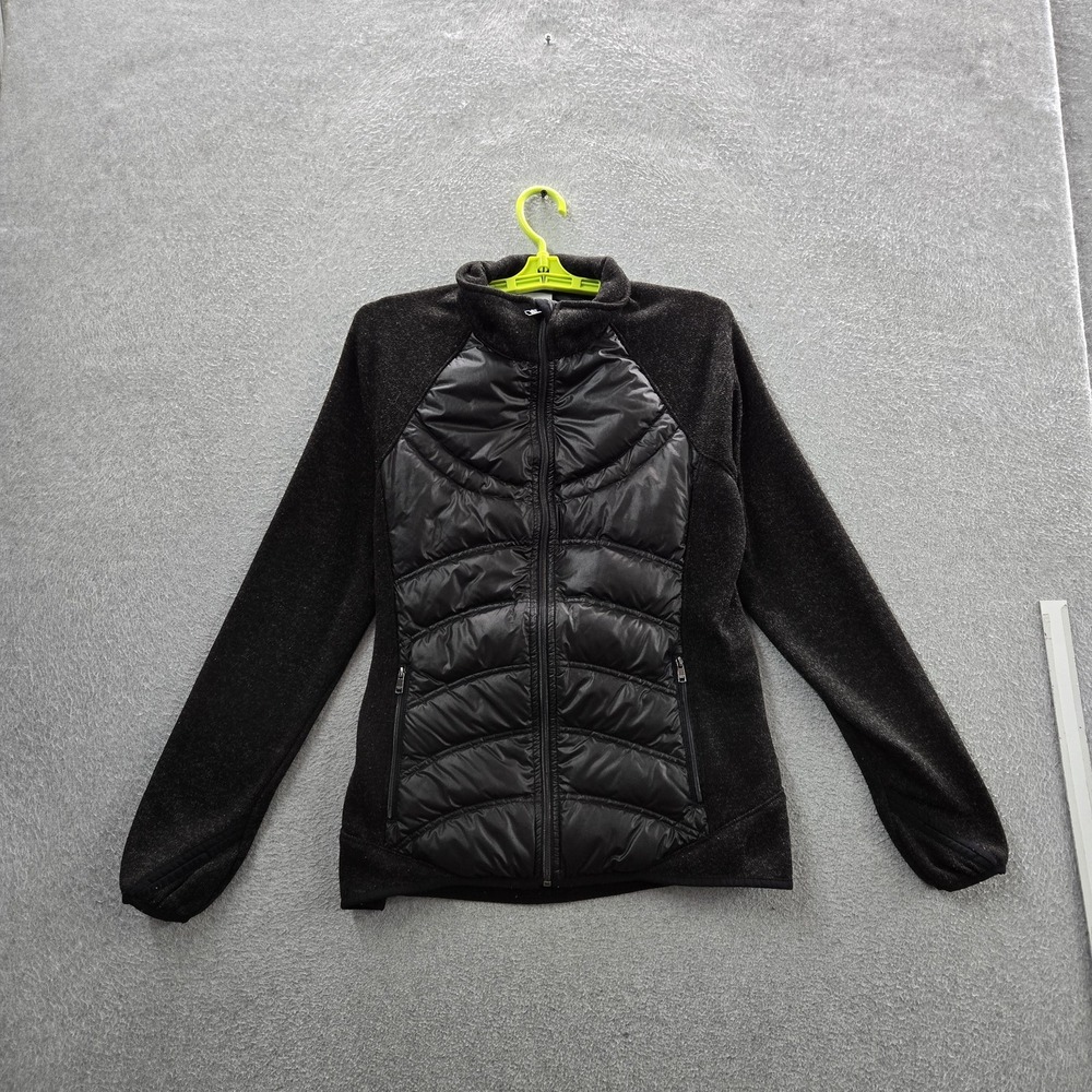 London Fog Men Jacket S Black Down Puffer Quilted Zipper Long Sleeve